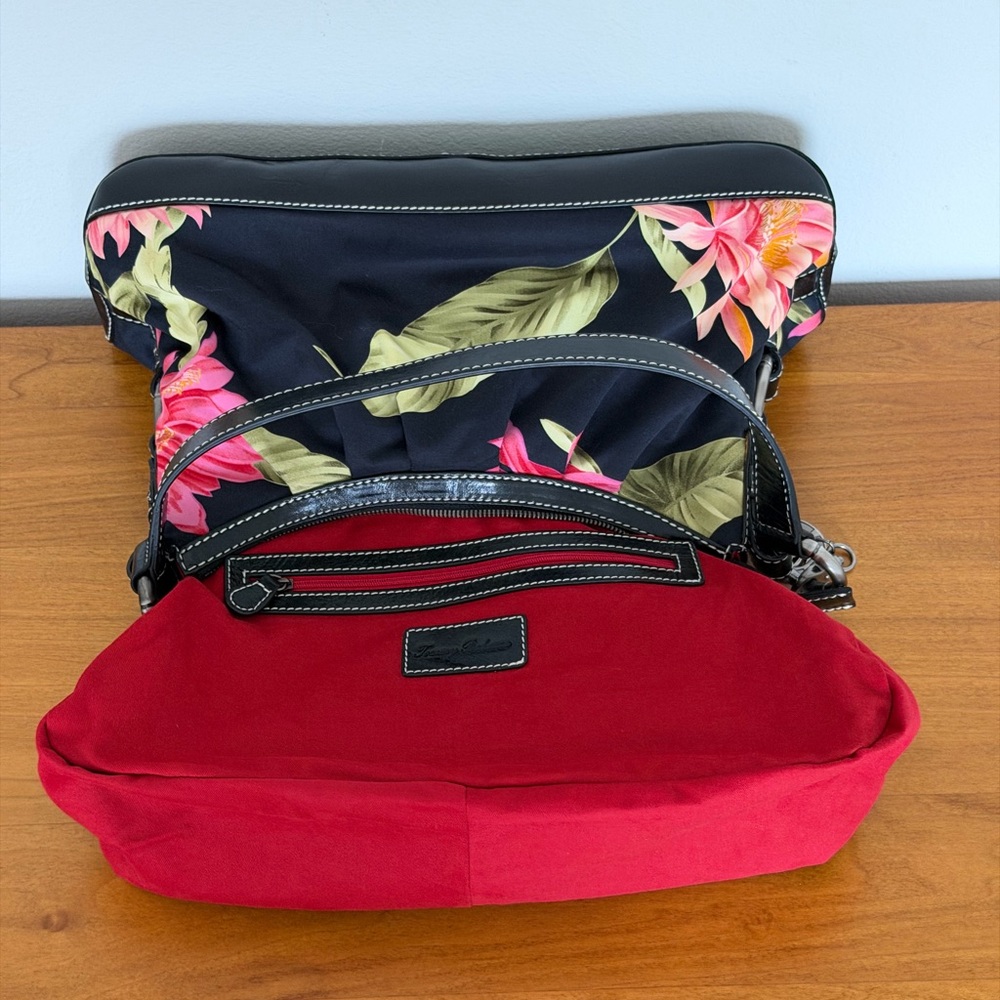 Tommy Bahama Santiago Hobo Shoulder Bag  Tropical Floral Print - Leather Trim - Picture 11 of 16